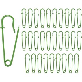 30-Pack Large Safety Pins, 2" Spring Lock Pins Blanket Bulk Pins for Fashion/Clothes/Sewing/Quilting/Upholstery/Laundry/DIY Craft/Decorative, Big Safety Pins [Green]