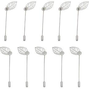 20 Pcs Leaf Brooch Tray Stick Lapel Pin Safety Hat Pin for Lapel Dress Badge Scarf Hat Decoration (86X32mm, Silver)