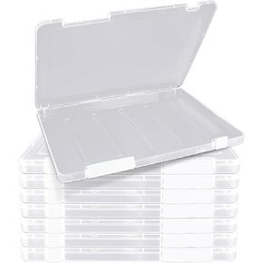 8 Pack A4 Size Plastic File Box, Transparent Paper Storage Box, Portable Photo Storage Container Document Case for Art Craft Magazines Letter A4 Paper - 12 x 8.8 x 0.8 inch