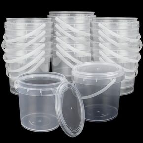 18 PCS 70 oz Slime Containers with Lids and Handles, Plastic 2000ml Storage Bucket Containers, Clear Slime Storage Case for Slime DIY Art Craft, Pigment, Small Tools, Part Material