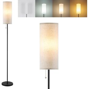 Floor Lamp for Living Room, Modern Standing Lamps with Lampshade, Minimalist Tall Lamp with Chain Switch for Living Room, LED Bulb Included (Beige Shade)