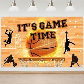 Avezano Basketball Birthday Banner It's Game Time Basketball Party Decorations Sport Theme Birthday Wall Hanging Backdrop Decor Boys Bday Photo Background 70.8 x 43.3 Inch
