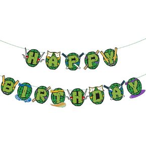 Green Turtles Birthday Banner, Super Hero Turtle Birthday Decoration For boys party decoration