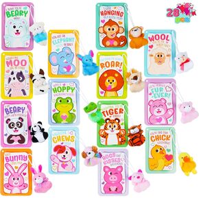 Joyin 28 Pack Mini Plush Animals Toys مع بطاقات الهدايا ، ألعاب Mini Animal Plush للهدايا النهارية ، بطاقات تبادل الفصول الدراسية وصالح الحفلات