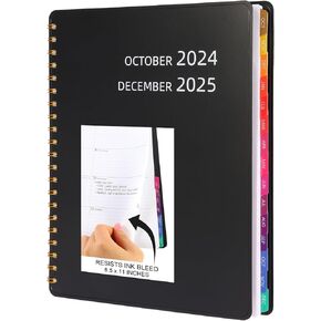 Planner 2025 Large 8-1/2"×11", Colorful Tab Week and Monthly Planner, Thick Paper of 100gsm, Strong Twin-Wire Binding