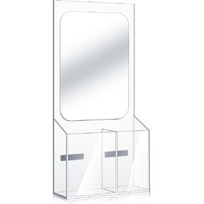 Magnetic Locker Mirror Acrylic Locker Organizer Locker Decorations for Girls Women Magnet Mirror with Pen Holder Makeup Brush Holder for Locker School Office Cabinet Bathroom Refrigerator Supplies