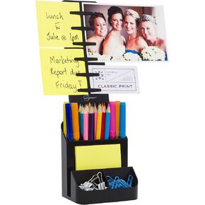 NoteTower Desk Supplies Organizer Caddy, Black – Displays Photos & Organizes Sticky Notes – Sticky Notes Included