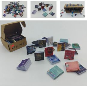 Miniature Dollhouse Books, 1:12 Scale - Realistic Flip-Page Books with Unique Covers & Detailed Spines for Dollhouses and Craft Projects - Mini Dollhouse Accessories - Set of 12
