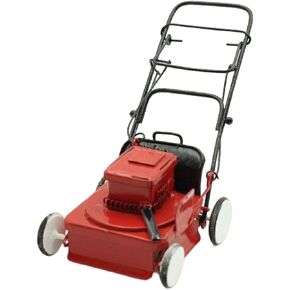 Compact Dollhouse Miniature Lawn Mower, Educational Toys Red Coated Mini Lawnmower for,Interactive Game, Over Age Kids