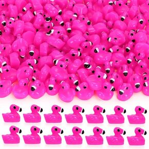 100 PCS Mini Flamingo Resin Duck, Cute Tiny Pink Flamingo Figurine Duck for Cake Topper Garden Dollhouse Landscape Aquarium Ornaments DIY Crafts