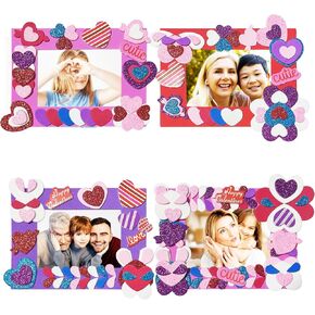 Ayhuhra Valentines Picture Frame Craft Kits 21 Sets DIY Foam Valentine's Day Craft Kits for Kids with Heart Stickers for Classroom Valentine Activity Gift Exchange Art Project Supplies