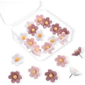 20 PCS Flower Push Pins, Cute Flower Thumb Tack, Decorative Push Pins for Cork Board, Flower Drawing Pins for Pinboard, Wall, Hanging Notes, Posters