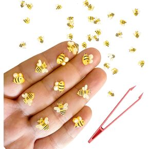 100PCS Micro Resin Bee Decor Dollhouse Tiny Bee Decorations for Party Mini Resin Animals for Garden Micro Landscaping Bee Party Decorations