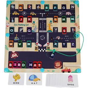 Magnetic Alphabet Maze Board, Wooden Magnet Puzzle Board Game for Boys Girls Kids Educational Gifts Toy