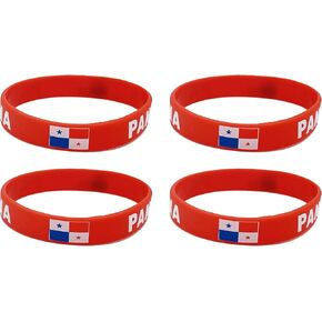 4 Pcs Panama Panamanian Country Flag Rubber Bracelets, National Flag Silicone Bracelet, Rubber Wristbands Patriotic Decorations Gift