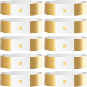 300 Pcs Gold Paper Event Wristbands Arm Bands, Paper Wristbands for Events, Gold Event Wristbands Waterproof Party Wristbands Arm Bands, Event Wristbands for Party Events Clubs Concert Music Festival