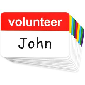 200 Pieces Volunteer Name Tag Stickers Colorful Name Tag Labels 2 * 3inch Self Adhesive Name Tags My Name is Stickers Stickers That Say Volunteer for School charitable (200 Pcs Conventional)
