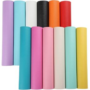 Picheng Solid Faux Leather Sheets: Macaron Jelly Candy Assorted Leather Sheets 12pcs/Set 8.2" x 11.8" Faux Leather Fabric Plain Texture Leather PU Bundle for Earring Bows Crafts (Pastel Colors)