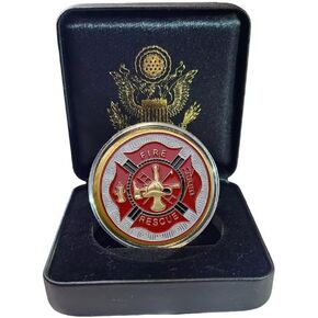 عملة حريق وإنقاذ مع صندوق هدايا ، عملة إطفاء تحدي عملة رقيقة من الأخوة الحمراء in Kuwait