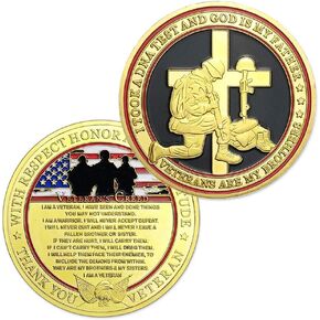 Military Challenge Coin with Veteran Creed Thank You for Your Service Army Appreciation Gifts for Men