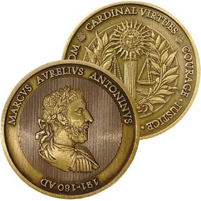 MESMOS Stoic Coin, Double Sided with 4 Cardinal Virtues of Stoicism and Marcus Aurelius, Challenge Coin, Stoicism Gifts, Stoic Gifts for Men, Collectible Novelty Coins