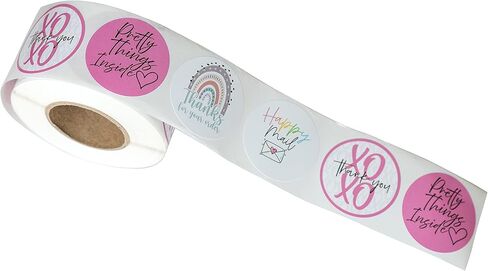 ملصقات التغليف اللطيفة المتنوعة - لفة من 500 - أربعة تصميمات ممتعة - سدادات مألوفة 1.5 " in Kuwait