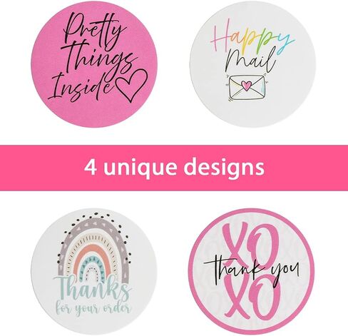 ملصقات التغليف اللطيفة المتنوعة - لفة من 500 - أربعة تصميمات ممتعة - سدادات مألوفة 1.5 " in Kuwait