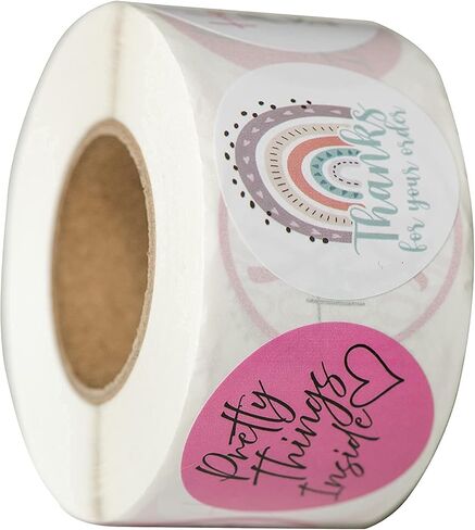 ملصقات التغليف اللطيفة المتنوعة - لفة من 500 - أربعة تصميمات ممتعة - سدادات مألوفة 1.5 " in Kuwait