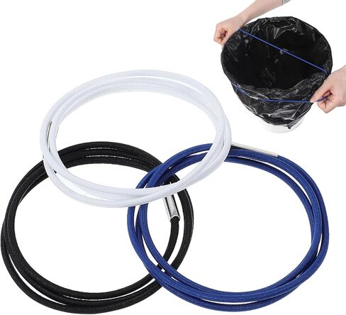 مجموعة من الأشرطة المطاطية من 3 ، نطاقات مطاطية أسود ، أزرق ، أبيض ، متين مع مرونة قوية ، نطاقات صندوق القمامة الملونة تناسب 13 إلى 30 جالون قمامة لمدرسة المكتب المنزلي في الهواء الطلق والداخلية in Kuwait