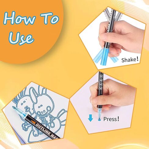 Double Line Outline Markers 24 Colors Super Squiggles Glitter Markers Self Outline Metallic Markers, Doodle Shimmer Markers Drawing Pens for Christmas Greeting Card, Birthday Gift, DIY Art Crafts in Saudi Arabia