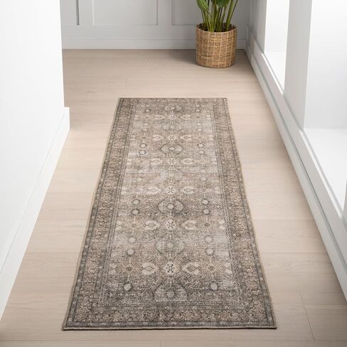 nuLOOM Hillstone Collection 7x9 Area Rug, Traditional Vintage Distressed Medallion, Thick and Soft, Durable Non-Shedding Low Pile Poly/Jute Blend, Easy to Clean, Living Room, Bedroom in Saudi Arabia