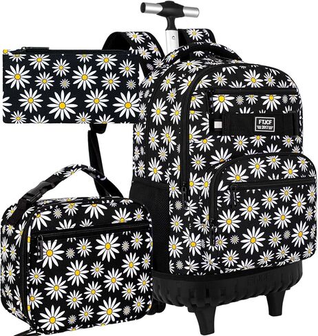 AGSDON Rolling Backpack for Boys, Men Roller Wheels Bookbag, Laptop Lightning Wheeled School Bag with Wheels for Teens in Kuwait