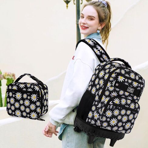 AGSDON Rolling Backpack for Boys, Men Roller Wheels Bookbag, Laptop Lightning Wheeled School Bag with Wheels for Teens in Kuwait