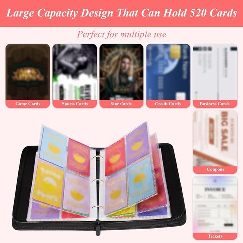 Auleep PU Baseball Sports Game Trading Card Binder 4 Pockets 520 Cards Collection for Kids Boys Girls ، Easy Carry Diy Stickers ، ألبوم بطاقات تحميل أعلى قابلة للإزالة لـ Yoto TCG ، MTG Cards in Kuwait