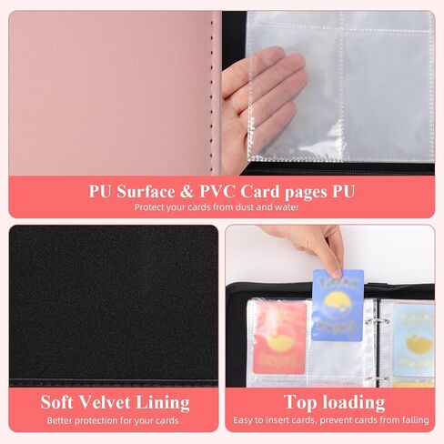 Auleep PU Baseball Sports Game Trading Card Binder 4 Pockets 520 Cards Collection for Kids Boys Girls ، Easy Carry Diy Stickers ، ألبوم بطاقات تحميل أعلى قابلة للإزالة لـ Yoto TCG ، MTG Cards in Kuwait