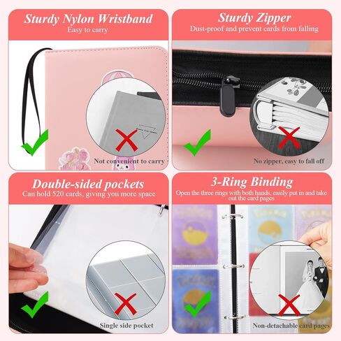 Auleep PU Baseball Sports Game Trading Card Binder 4 Pockets 520 Cards Collection for Kids Boys Girls ، Easy Carry Diy Stickers ، ألبوم بطاقات تحميل أعلى قابلة للإزالة لـ Yoto TCG ، MTG Cards in Kuwait
