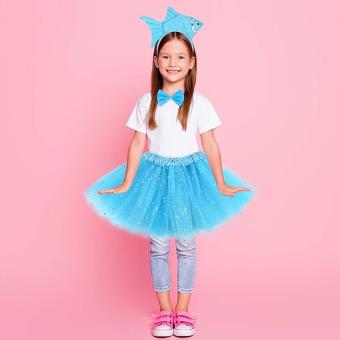 3 Pieces Fish Costume Include Goldfish Headband Bow Tie and Tutu Skirt for Book Day Dress Up in Saudi Arabia