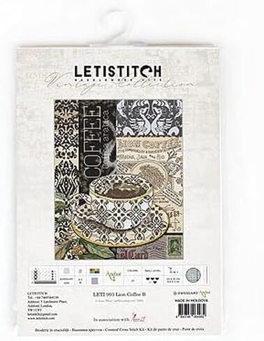 عد غرزة Cross Cross Lion Coffee B Leti 993 Letistitch 22x18 cm/8.8x7 في المطبخ Needlepoint Embroidery DIY KITS XSTIGH in Kuwait