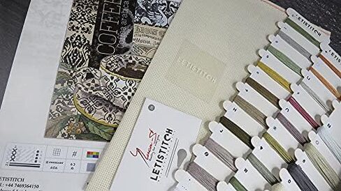 عد غرزة Cross Cross Lion Coffee B Leti 993 Letistitch 22x18 cm/8.8x7 في المطبخ Needlepoint Embroidery DIY KITS XSTIGH in Kuwait