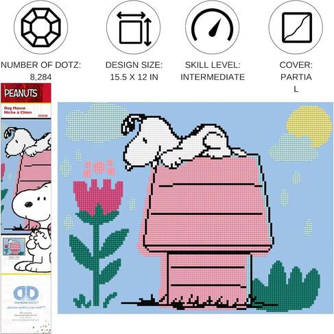 DIAMOND DOTZ Dog House (Peanuts) Snoopy Diamond Painting Kits for Adults - Diamond Art Kits a Relaxing Creative Craft Kit with Dotz Gems 15.5"x 12" in Saudi Arabia