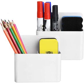 Magnetic Dry Erase Marker Holder, Magnetic Pen Holder Whiteboard Pen Holder Dry Erase Marker and Eraser Organizer,Powerful Neodymium Magnets 2 Pack (Magnetic holder-4pcs)