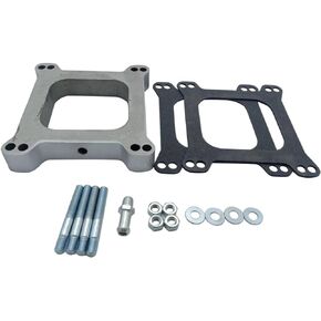 1 SET SHLPDFM Carb Spacer 1" Aluminum Open Carburetor Spacer For Chevy Ford Mopar Square Bore Holley-Edelbrock With 3/8" Vaccum Tube