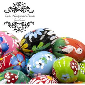 Easter Eggs Pysanky Hand Painted Polish Decoration Wooden Pisanki (Set of 4)