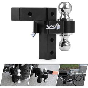 6'' Adjustable Trailer Hitch Ball Mount 6'' Drop & Rise Tractor Mount Towing Trailer Hitch with Hitch Pins 2"& 2-5/16" Dual Ball