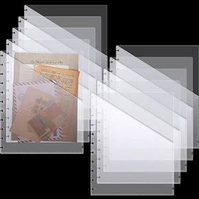 10 Sets Letter Pocket Dividers for Discbound Notebook System Dividers with Pockets Letter Binder Index Dividers Plastic Dividers Binder Accessories Discbound Organizer with Holes (Gray Translucent)