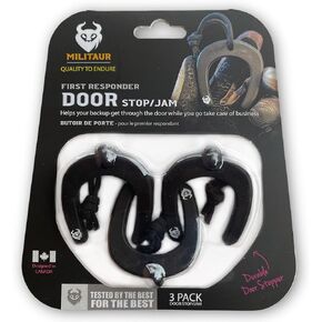 First Responder Black Door Stop. Stops Doors from Closing. Molle & PALS Compatible. Police & EMS Door Jam. Firefighter Tools Door Wedge. Door Pinch Guard for Safety. (3 Pack)