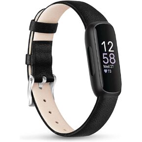 Leather Band Compatible with Fit bit Inspire 3 Bands/Inspire 2 Bands/Inspire HR/Inspire/Ace 2/Ace 3 Smart Watch Wristbands for Women Men, Soft Adjustable Slim Leather Band Compatible with Inspire 3/Inspire 2 Fitness Tracker