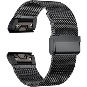 for Fenix 7X/6X/5X Bands Replacement, Easy Fit Stainless Steel Metal Wristband Strap Compatible for Fenix 6X Pro/Fenix 5X Plus/Descent Mk2/Fenix3/Fenix 3 HR Smartwatches