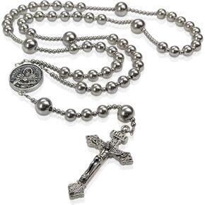 WWI Military rosary beads catholic, Stainless Steel Rosary, Antique Rosarios Catolicos para Hombre, Solid Warrior, Tactical Rosary with Seven Sorow Medal and Pardon Crucyfix in Saudi Arabia