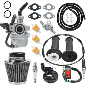 PZ19 Carburetor Carb Air Filter Throttle Handle Grips Cable for 50cc 70cc 90cc 110cc 125cc Tao Tao GK110 Baja SSR Apollo Coolster Chinese Four Wheeler ATV Go Kart CRF50 XL70 Dirt Pit Bike Black